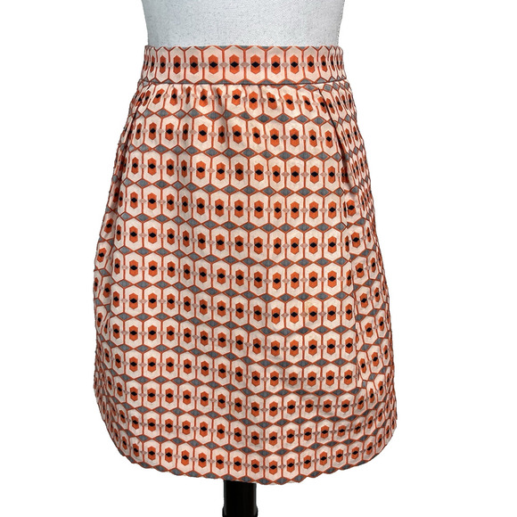 J. Crew Skirt size 4 Orange Black Brocade Above Knee A Line Pockets Cocktail - Picture 1 of 7